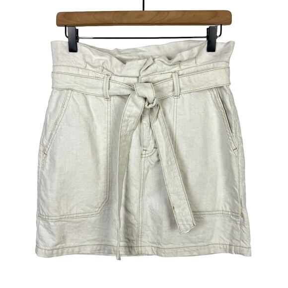 Free People Splendor in the Grass Neutral Ivory Denim High Waist Paperbag Skirt - Picture 4 of 9
